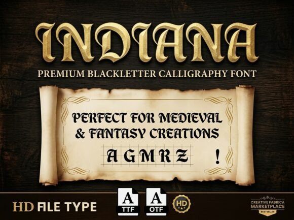 Channel Ancient Legends with the Indiana Font